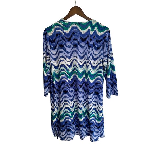 Chico’s Travelers Women’s 1 (M) Open Front Cardigan Blue Slinky Tunic Length EUC - Picture 5 of 10